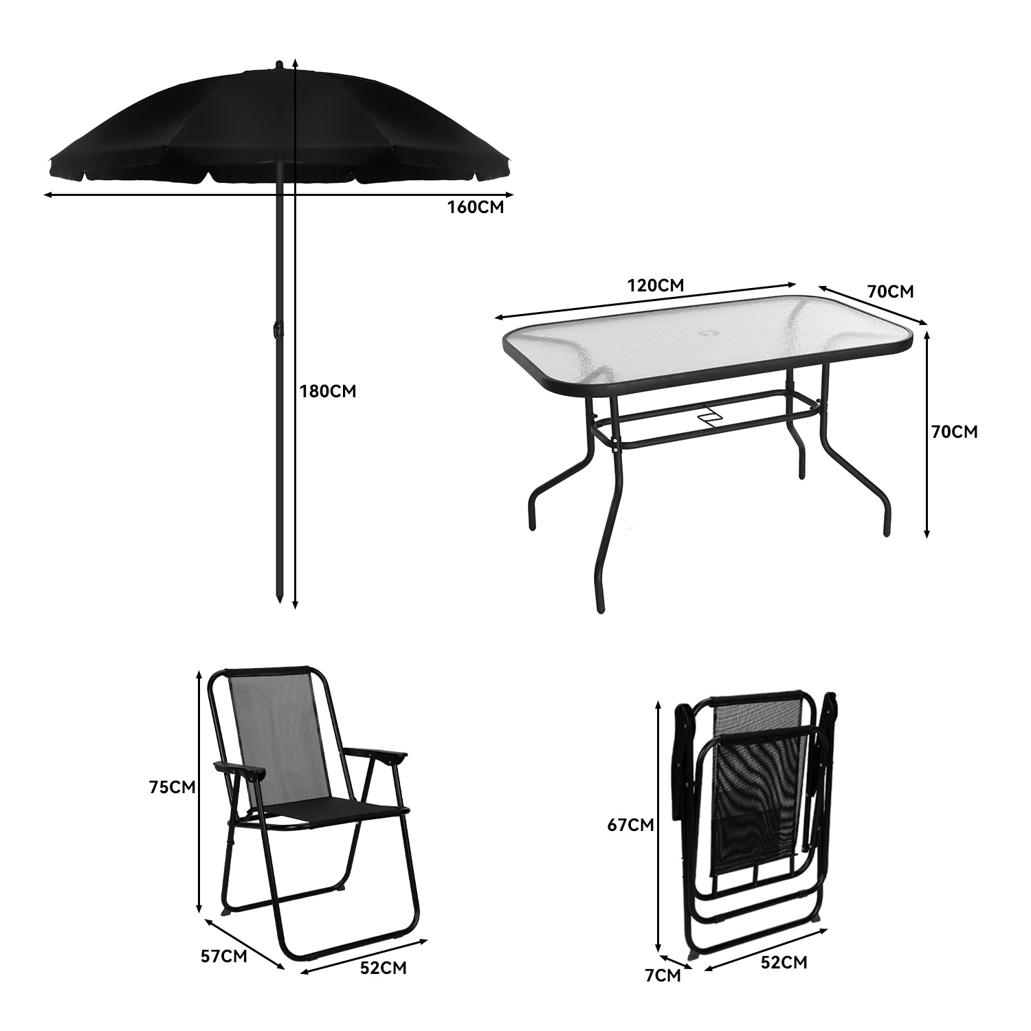 JUEGO DE COMEDOR Y TERRAZA DE 6 PERSONAS NEGRO - 7