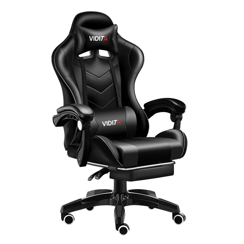 SILLA GAMER PROFESIONAL GX2000 CON REPOSAPIÉS-NEGRO - 1