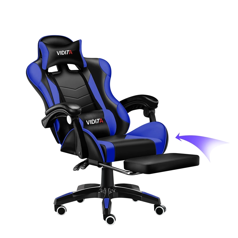SILLA GAMER PROFESIONAL GX2000 CON REPOSAPIÉS-AZUL - 2