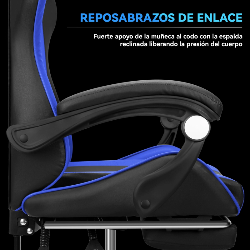SILLA GAMER PROFESIONAL GX2000 CON REPOSAPIÉS-AZUL - 7