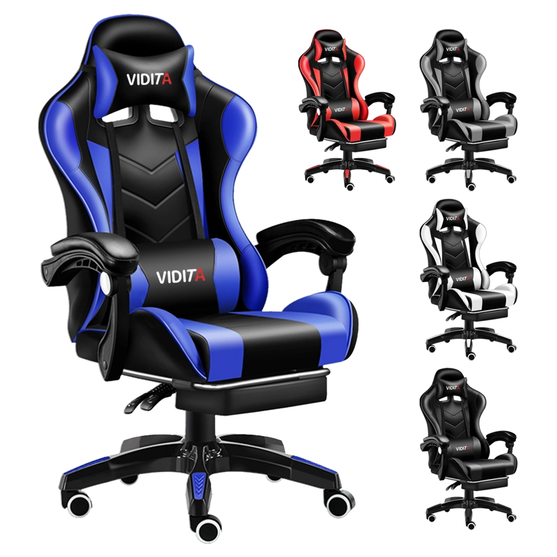 SILLA GAMER PROFESIONAL GX2000 CON REPOSAPIÉS-AZUL - 9