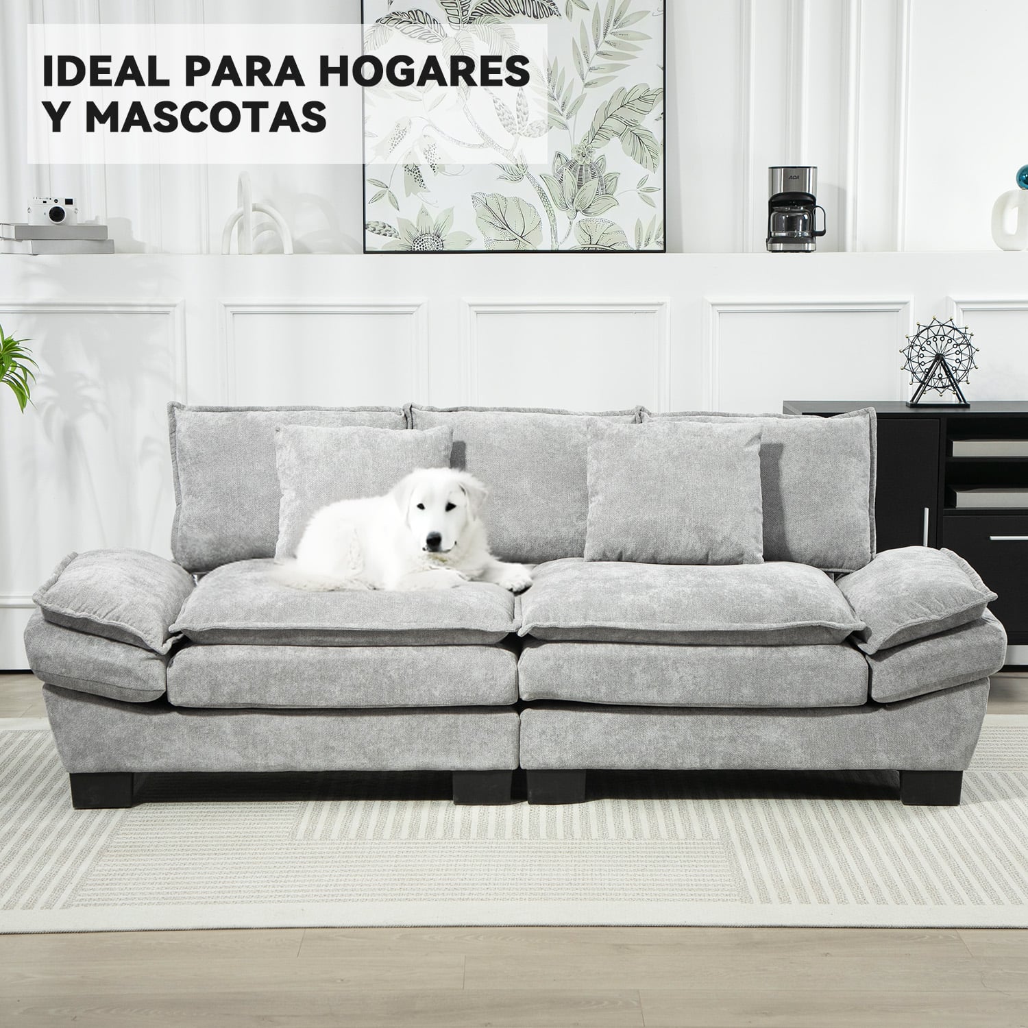 SOFÁ 3 CUERPOS MARIANA EN CHENILLE GRIS - 225X82X80 CM - 2