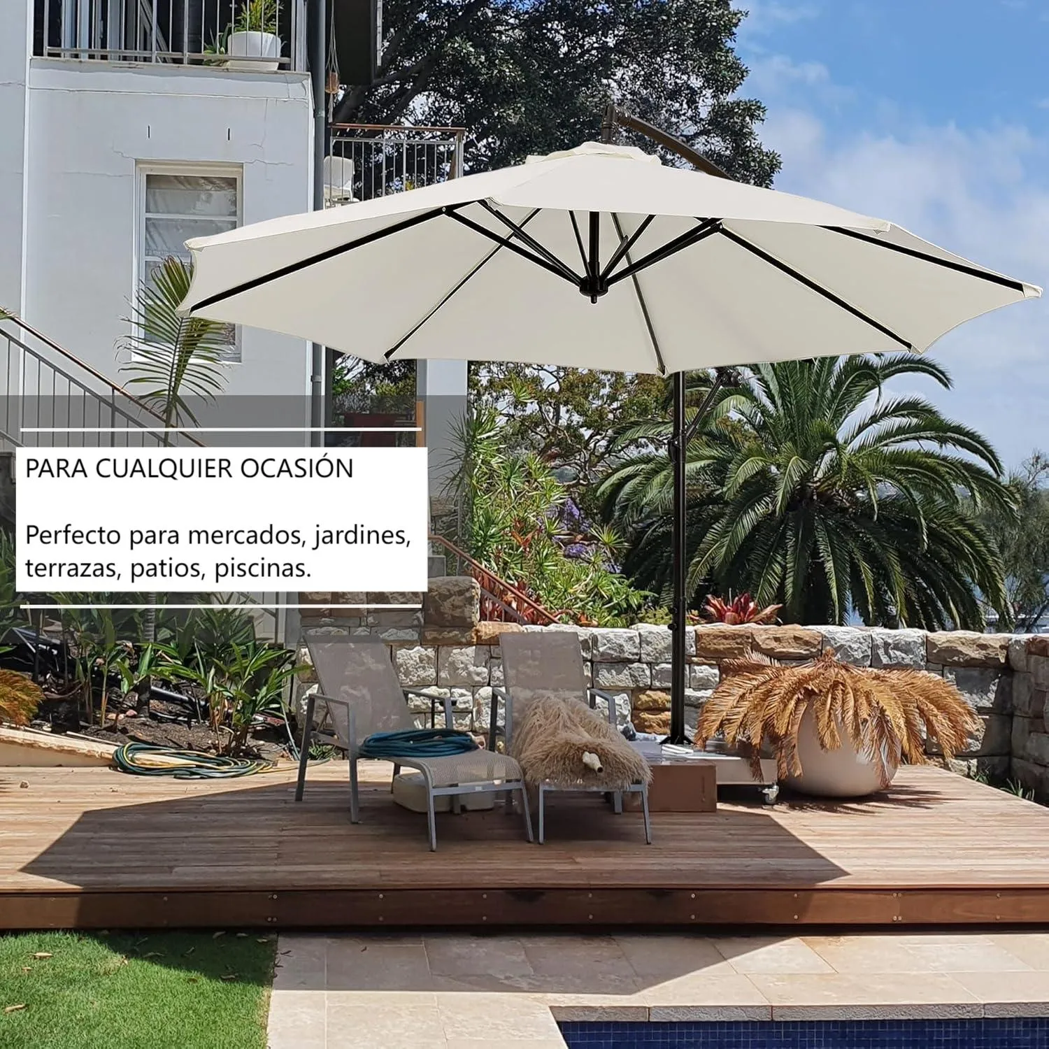 QUITASOL LATERAL 3 MT AJUSTABLE Y IMPERMEABLE PARA JARDÍN - 6