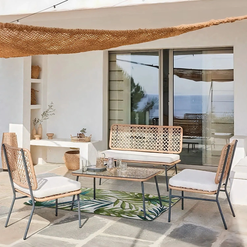JUEGO DE LIVING DE TERRAZA 4 PERSONAS DE RATÁN SINTÉTICO - 1