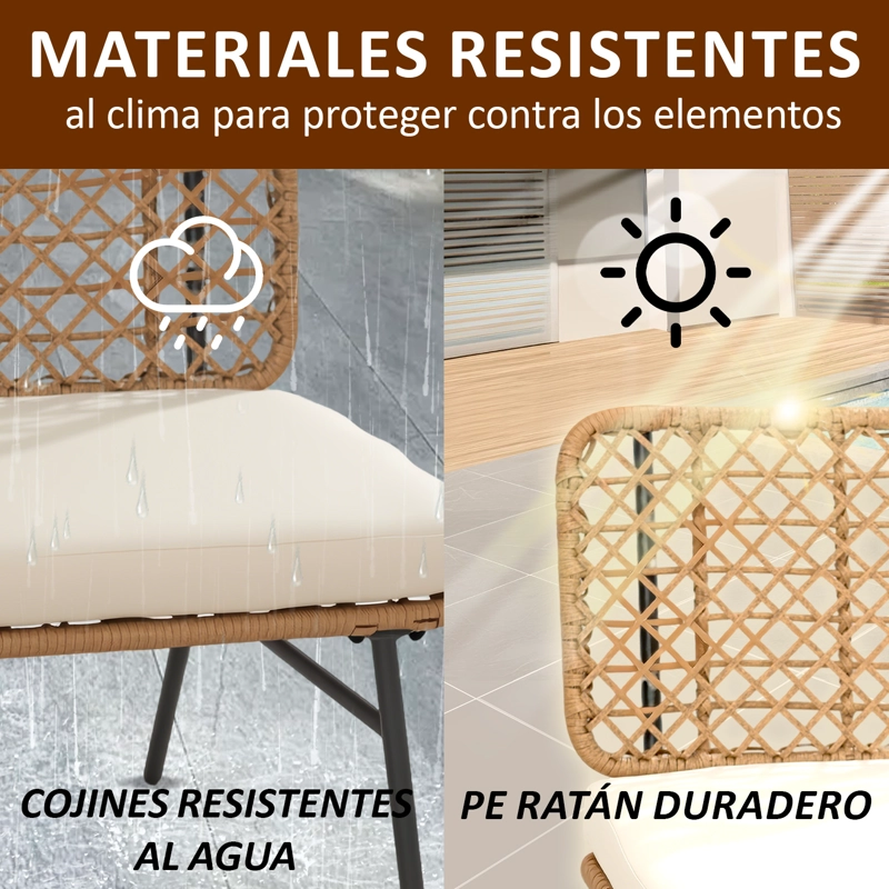 JUEGO DE LIVING DE TERRAZA 4 PERSONAS DE RATÁN SINTÉTICO - 6