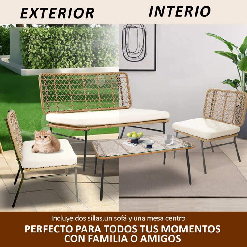 JUEGO DE LIVING DE TERRAZA 4 PERSONAS DE RATÁN SINTÉTICO - 7