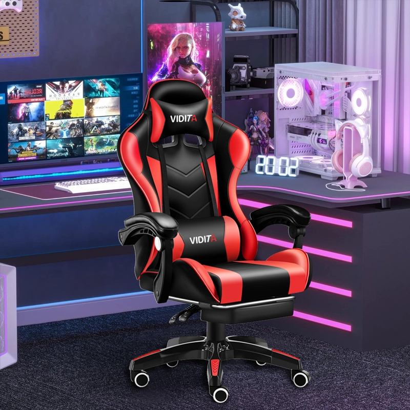 SILLA GAMER PROFESIONAL GX2000 CON REPOSAPIÉS-EN COLOR ROJO - 5