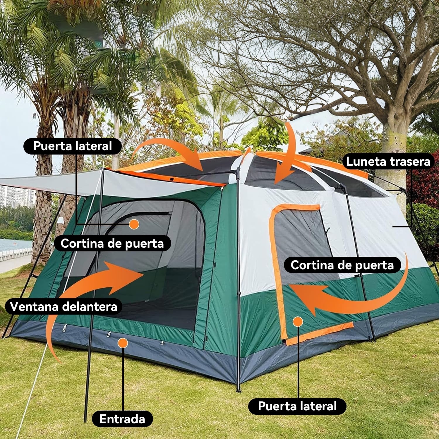 CARPA 8 PERSONAS CON 2 HABITACIONES GRAN ESPACIO 2,6X3,8X2M - 2