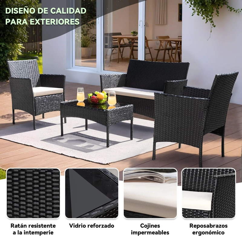 JUEGO LIVING TERRAZA BRISA 4 PIEZAS EXTERIOR - 2