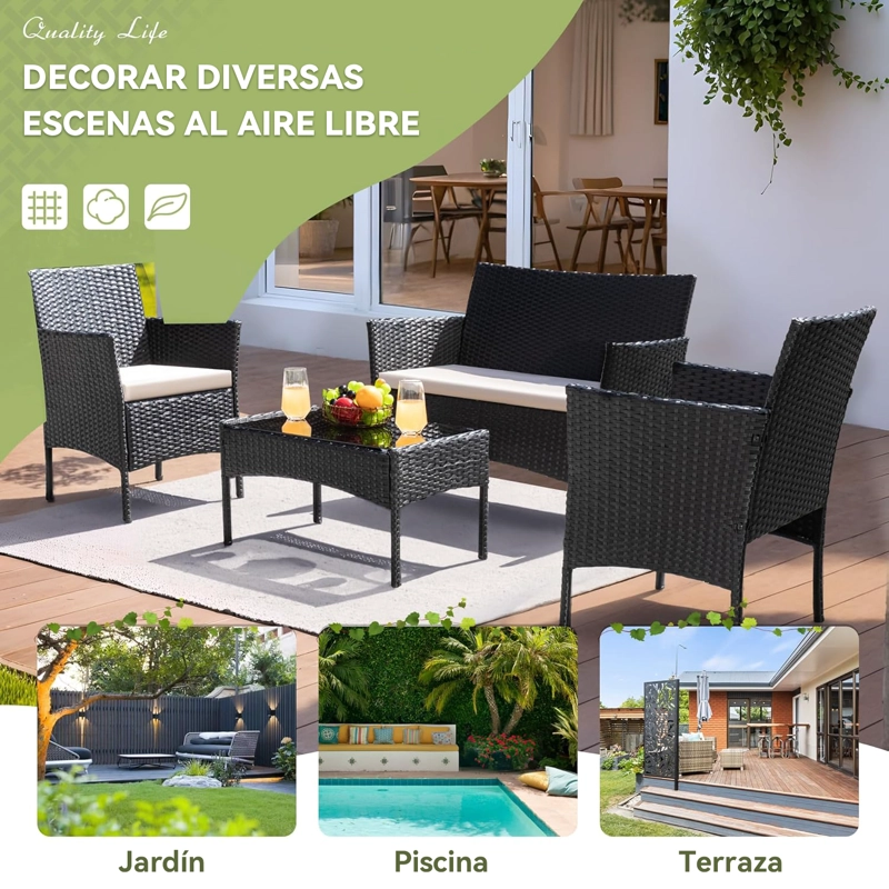 JUEGO LIVING TERRAZA BRISA 4 PIEZAS EXTERIOR - 4