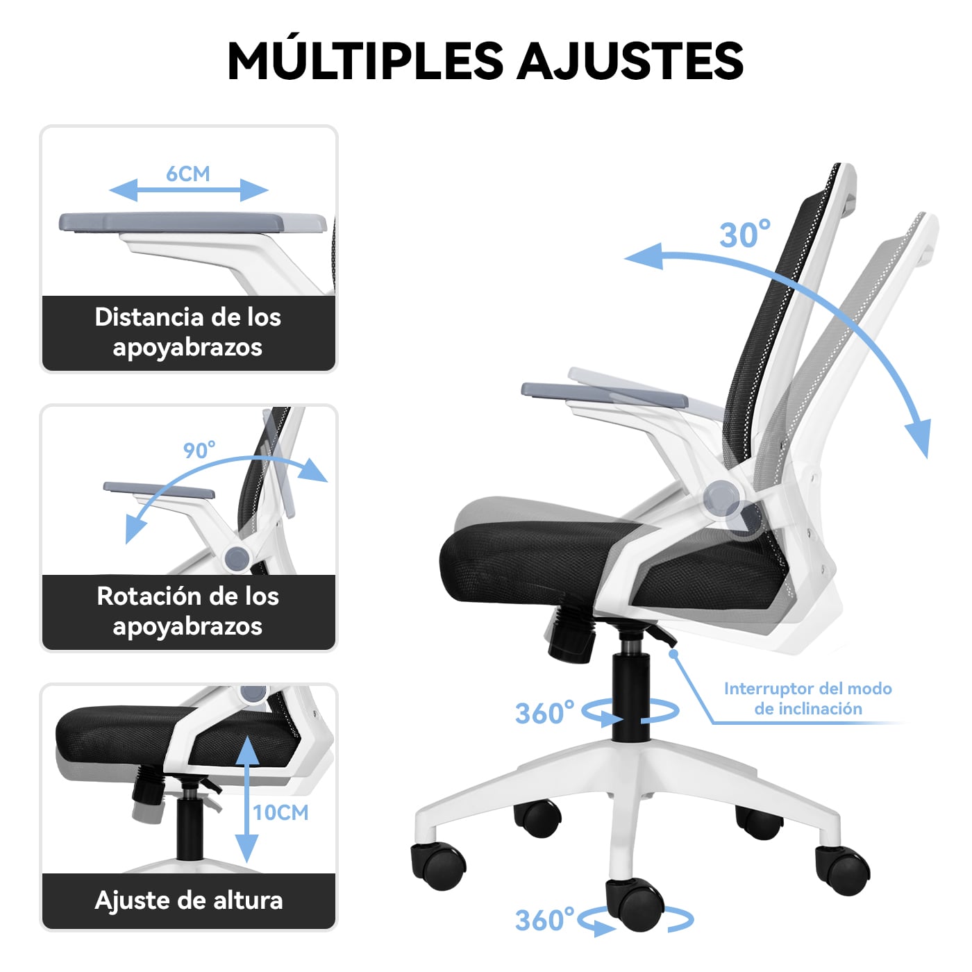SILLA DE OFICINA ESCRITORIO EJECUTIVA ASIENTO LÁTEX 101X60X56 CM - 2