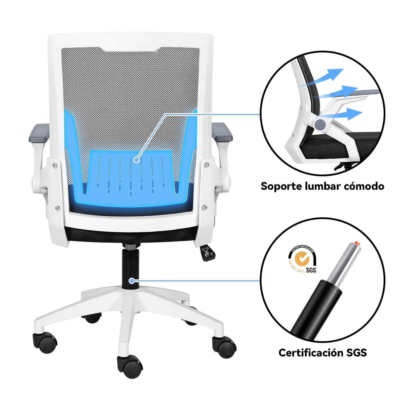 SILLA DE OFICINA ESCRITORIO EJECUTIVA ASIENTO LÁTEX 101X60X56 CM - 4