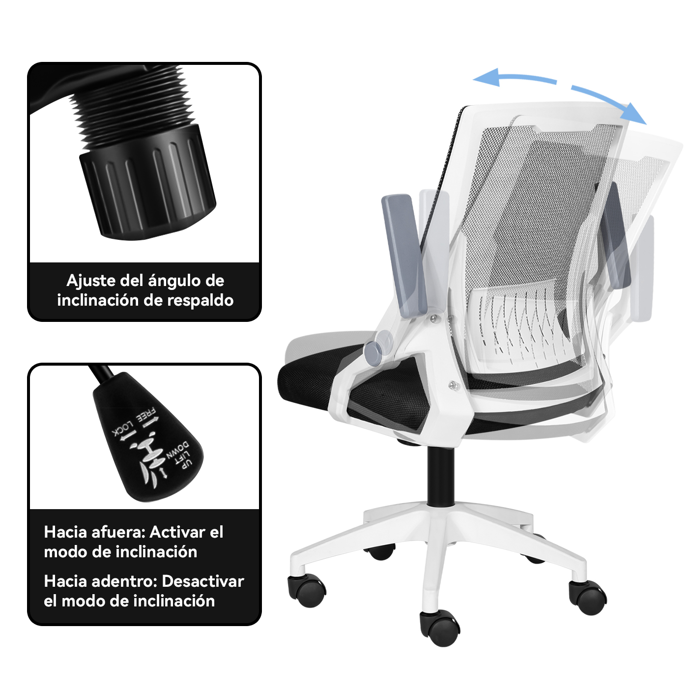 SILLA DE OFICINA ESCRITORIO EJECUTIVA ASIENTO LÁTEX 101X60X56 CM - 5