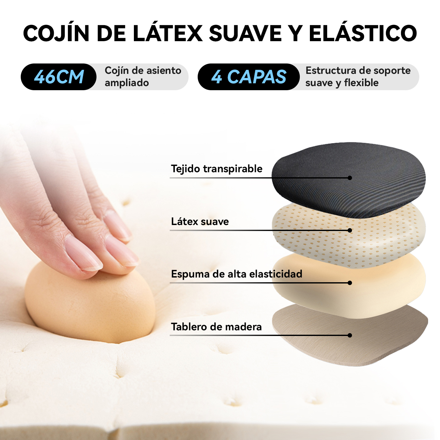 SILLA DE OFICINA ESCRITORIO EJECUTIVA ASIENTO LÁTEX 101X60X56 CM - 8