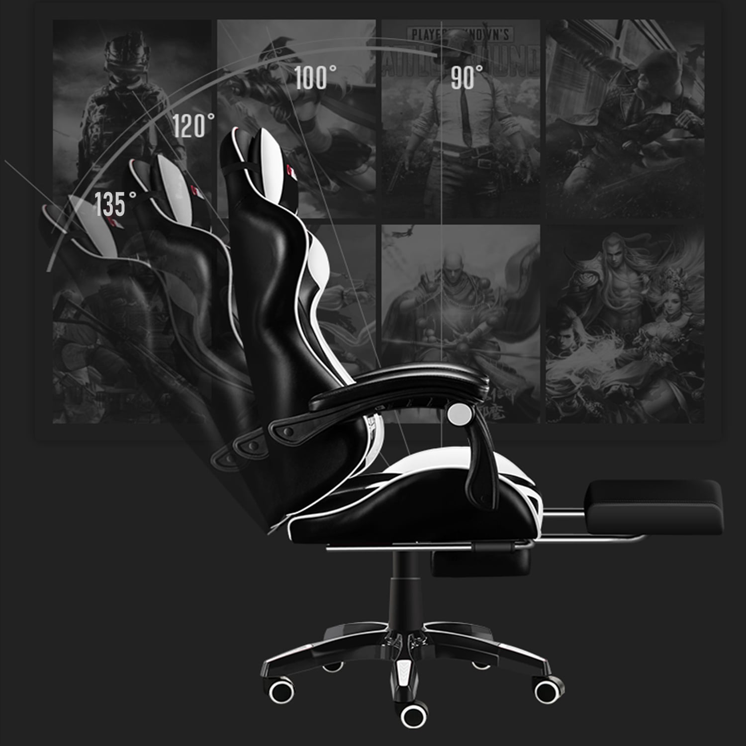 SILLA GAMER PROFESIONAL GX2000 CON REPOSAPIÉS-EN COLOR BLANCO - 4