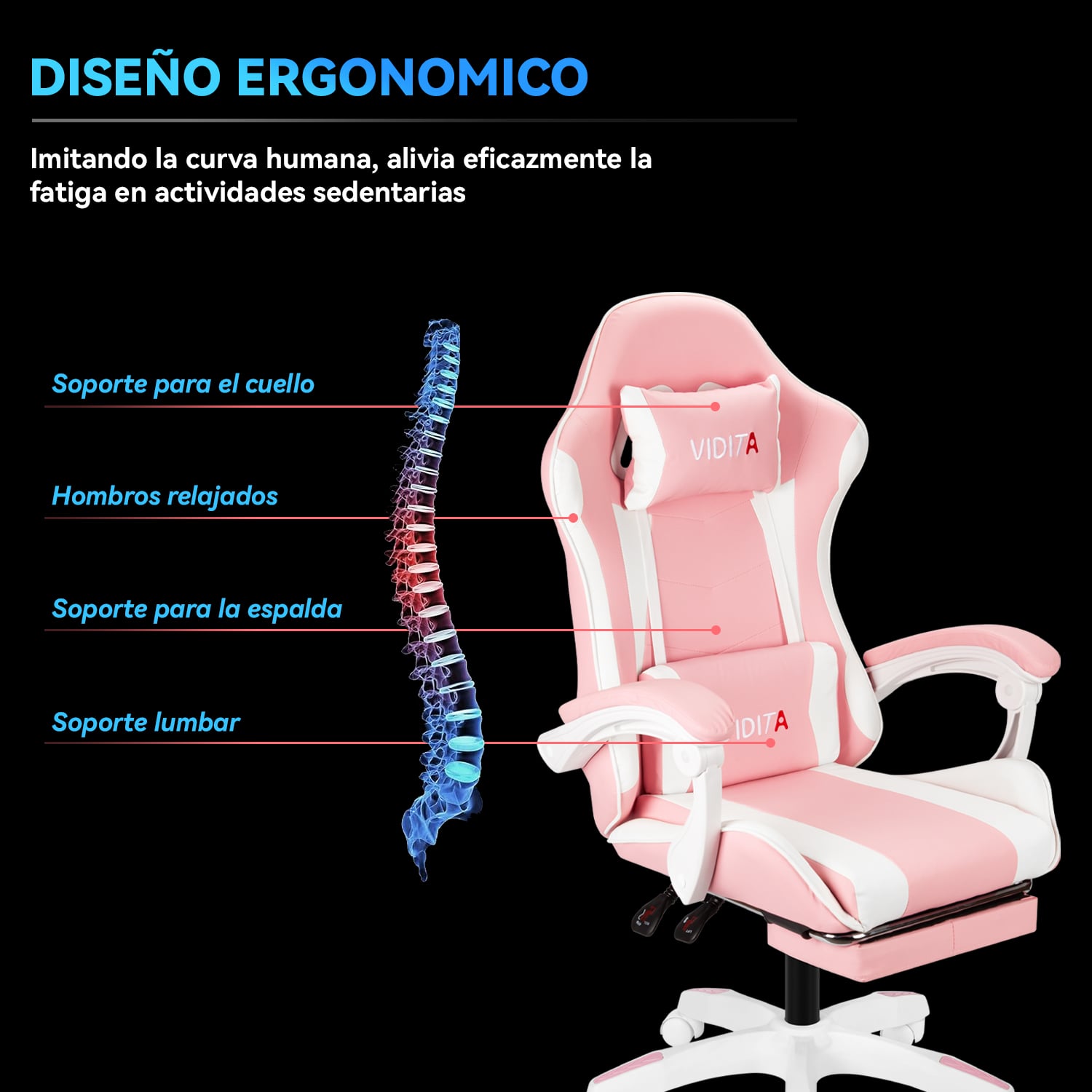 SILLA GAMER PROFESIONAL GX2000 CON REPOSAPIÉS - 4