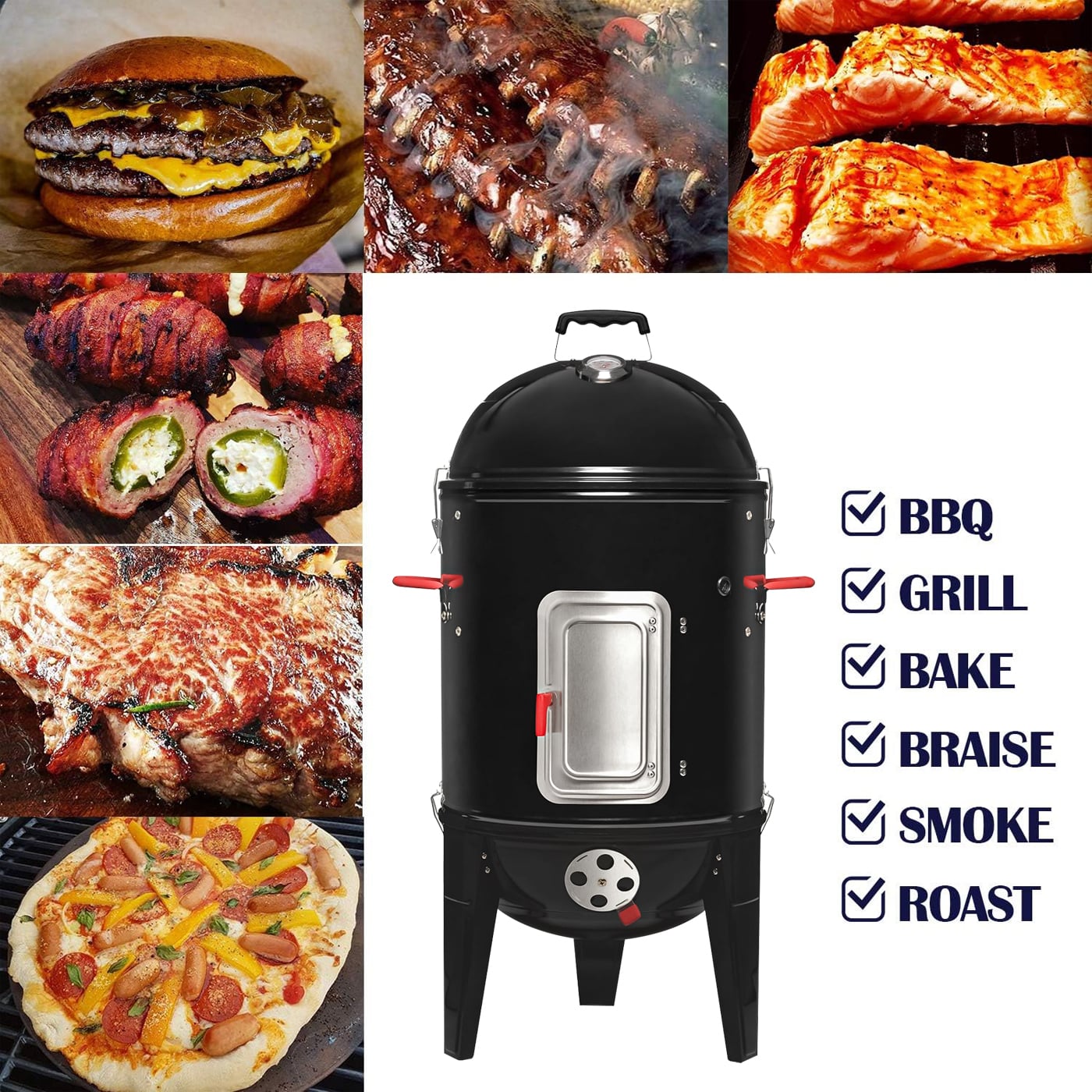 3 EN 1 PARRILLA Y AHUMADOR A CARBON DIAMETRO 43,5 CM - 5