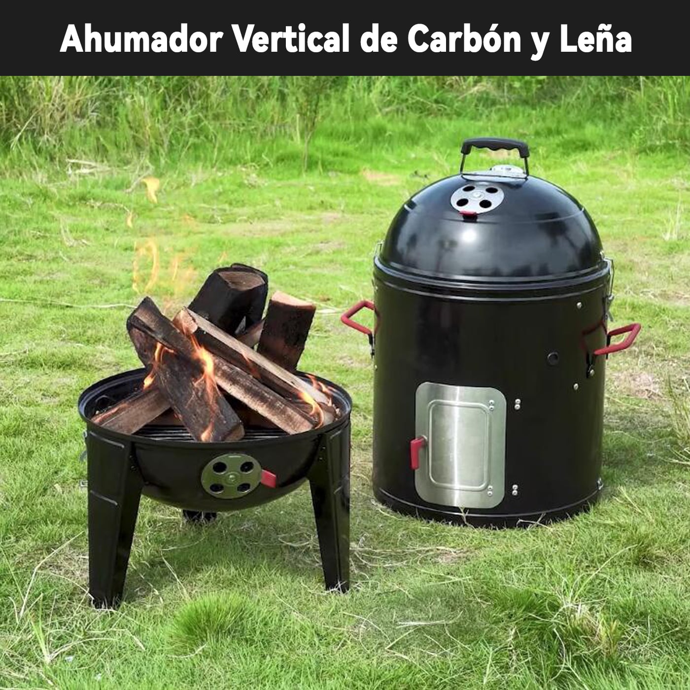 3 EN 1 PARRILLA Y AHUMADOR A CARBON DIAMETRO 43,5 CM - 6