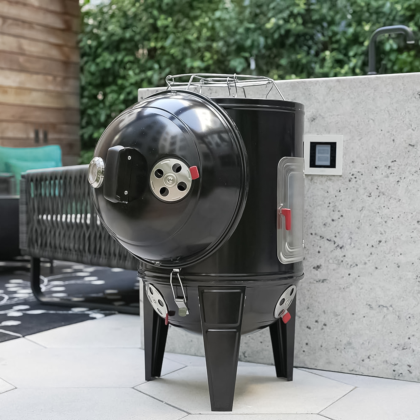 3 EN 1 PARRILLA Y AHUMADOR A CARBON DIAMETRO 43,5 CM - 7