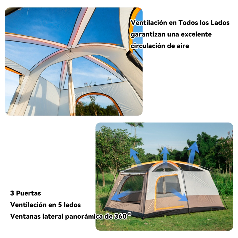 CARPA 10 PERSONAS IMPERMEABLE CON DOBLE CAPA Y VENTILACION - 4