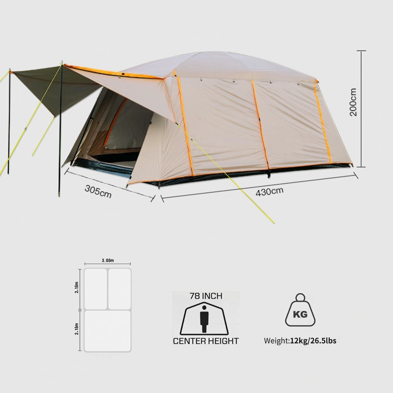 CARPA 10 PERSONAS IMPERMEABLE CON DOBLE CAPA Y VENTILACION - 7
