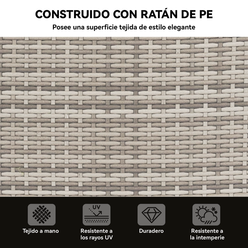 JUEGO DE LIVING DE TERRAZA - SOFA SECCIONAL DE 7 PIEZAS PE RATAN PARA JARDIN - 6