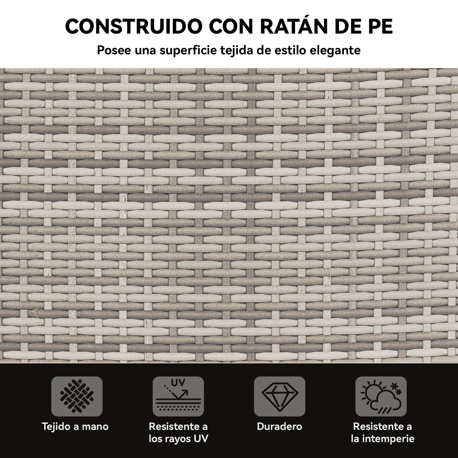 JUEGO DE LIVING DE TERRAZA - SOFA SECCIONAL DE 7 PIEZAS PE RATAN PARA JARDIN - 6