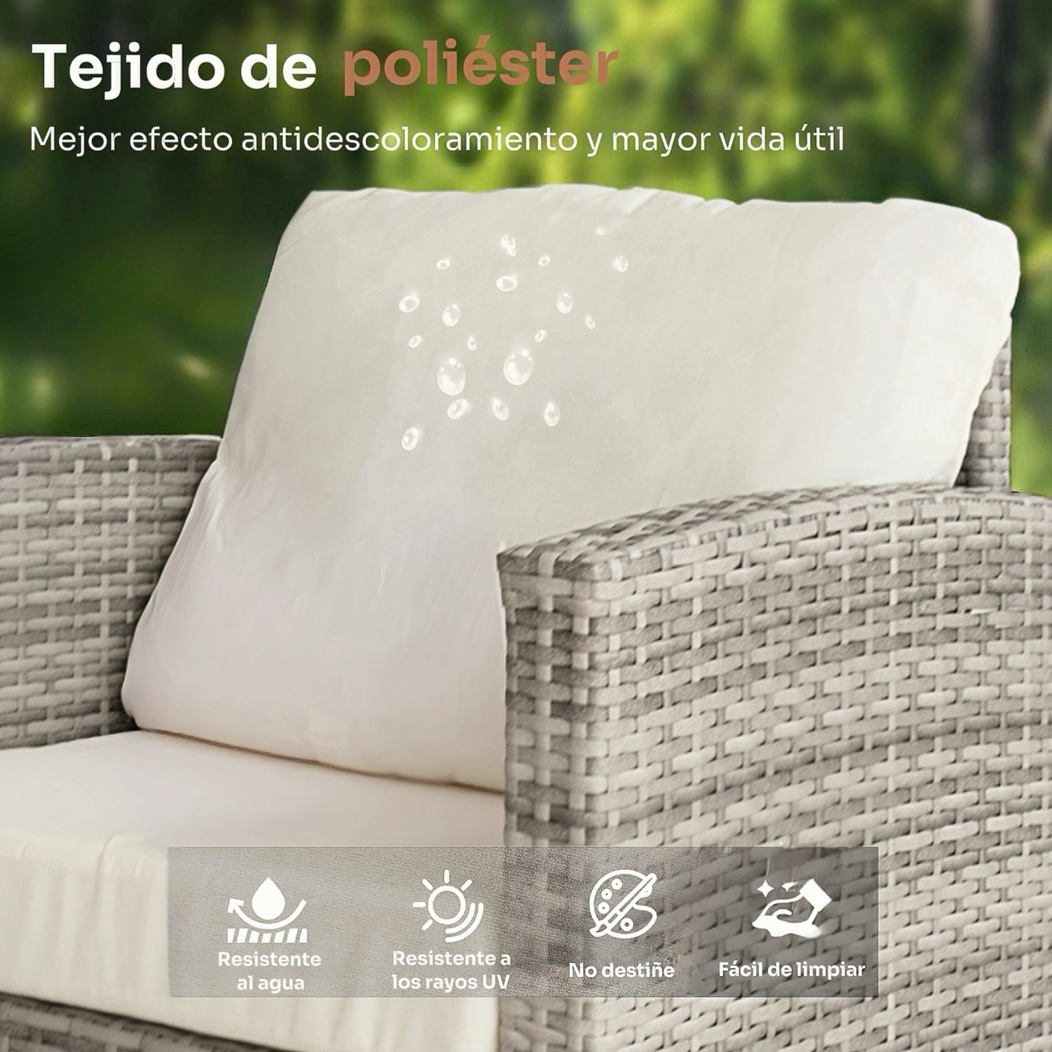 JUEGO DE COMEDOR DE TERRAZA RIVIERA 9 PERSONAS - BEIGE/GRIS - 7