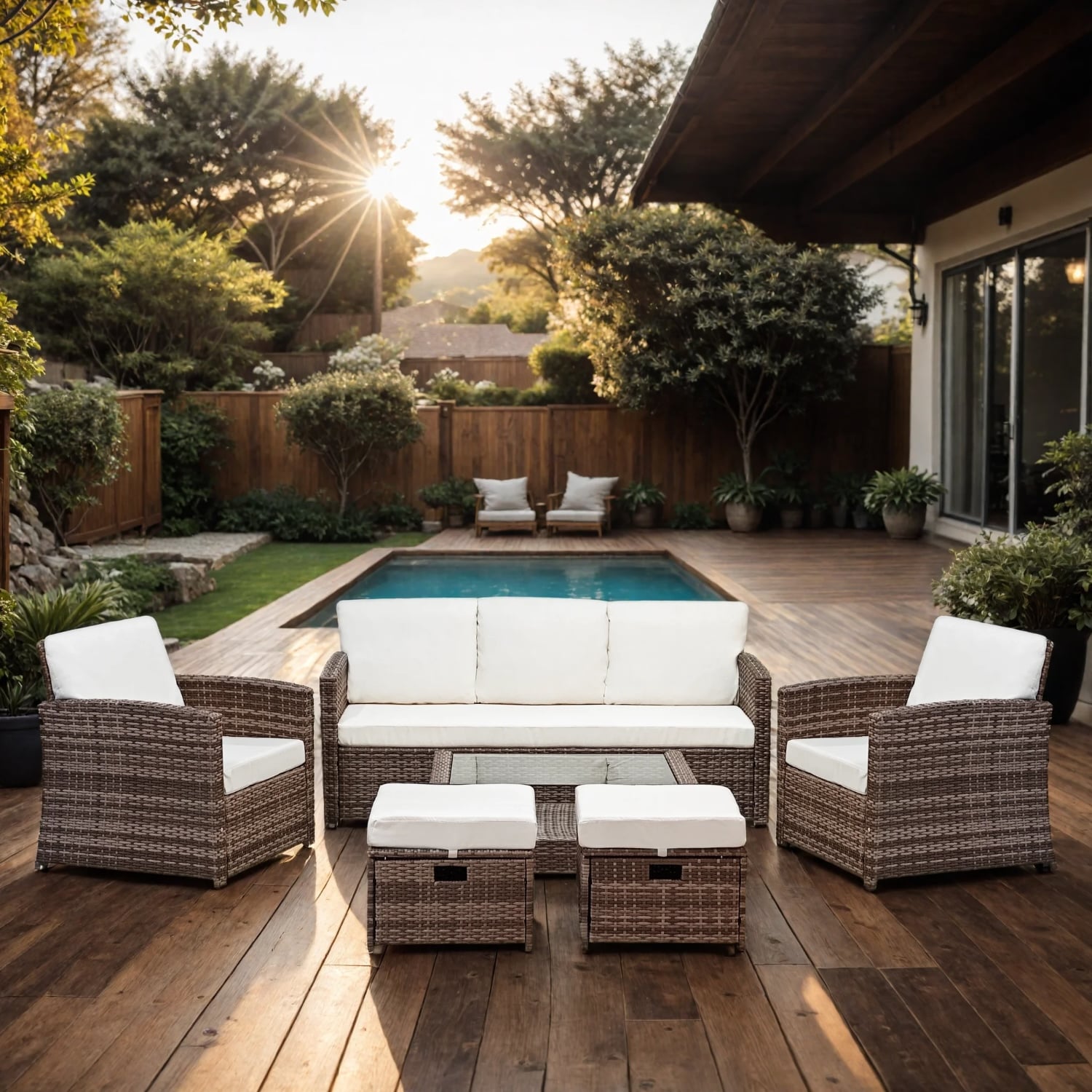 JUEGO DE LIVING DE TERRAZA LBIZA 7 PERSONAS - MODERNOS MARRON - 2