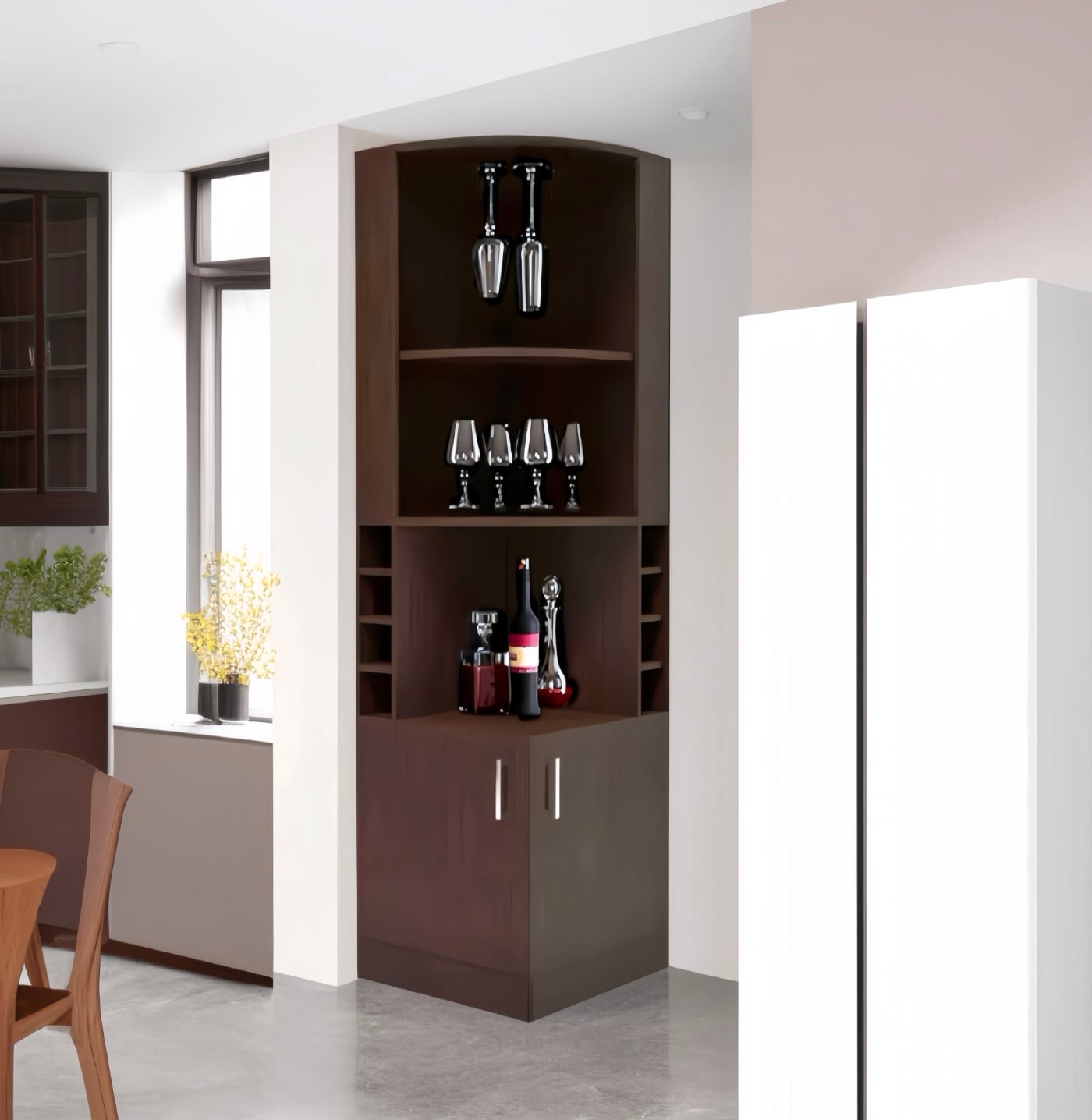 BAR ESQUINERO MADERA 180 CM CON 4 NIVELES MARRON RUSTICO - 4