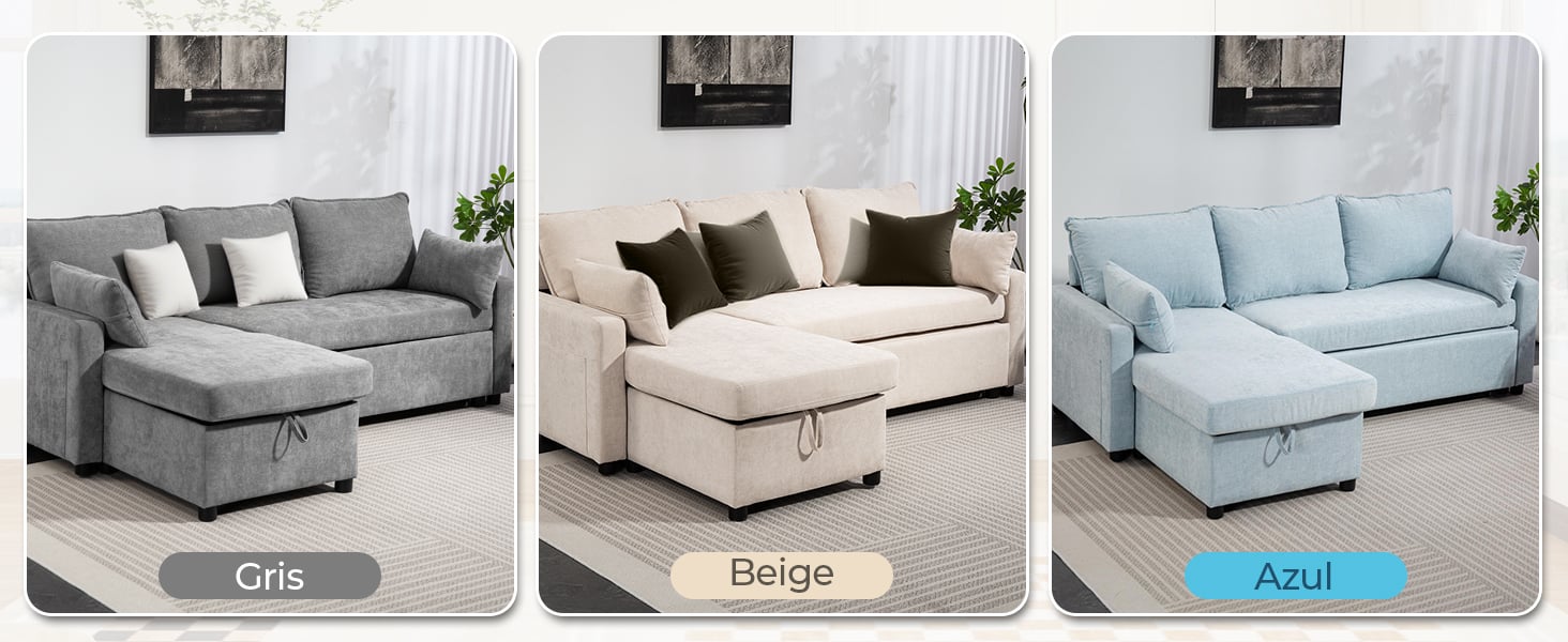 SOFA CAMA LETICIA SECCIONALS CON ALMACENAMIENTO OCULTO - 3