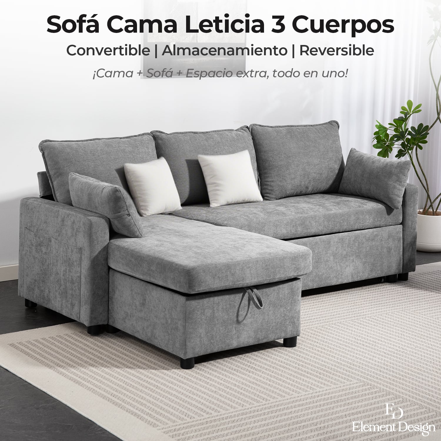 SOFA CAMA LETICIA SECCIONALS CON ALMACENAMIENTO OCULTO - 4