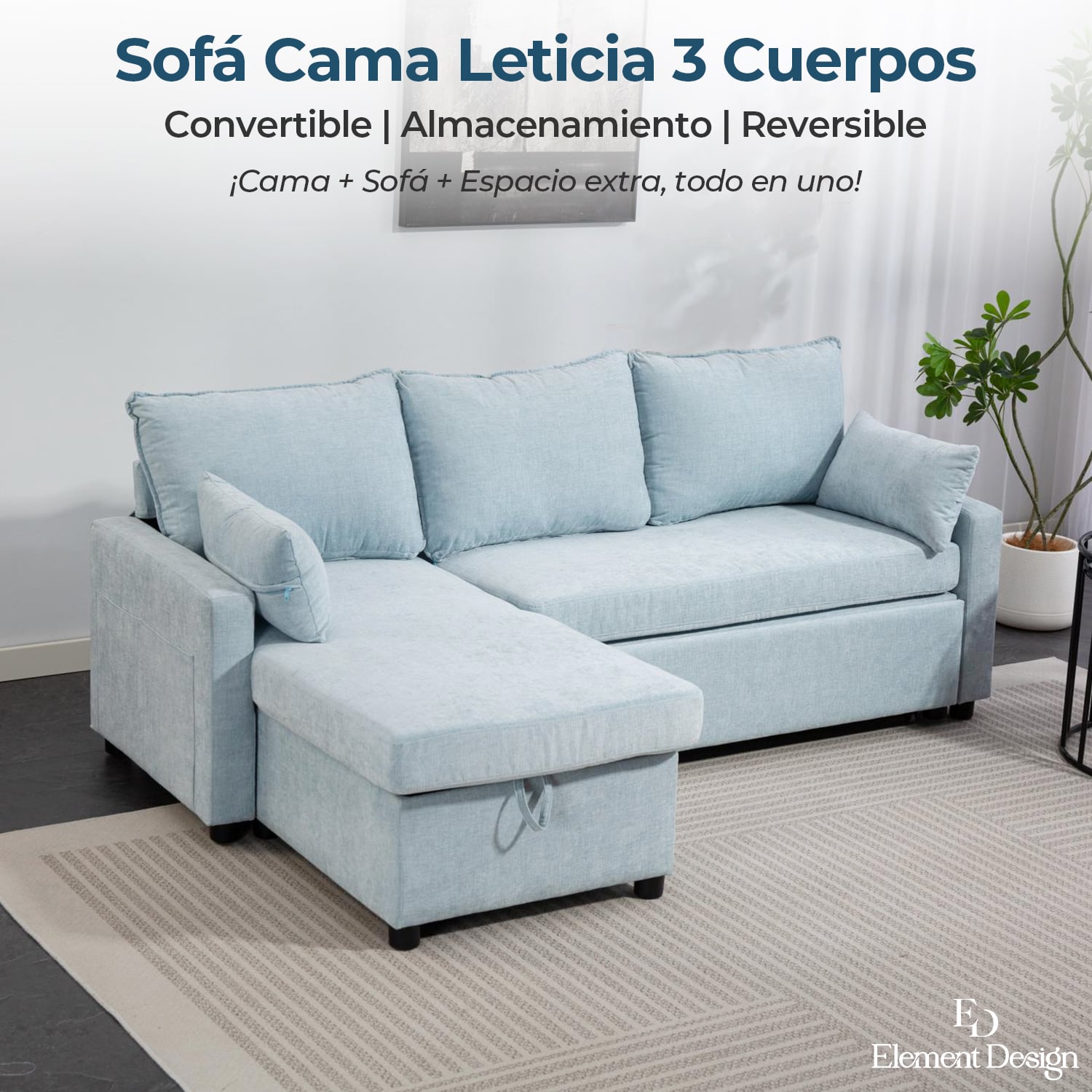 SOFA CAMA LETICIA SECCIONALS CON ALMACENAMIENTO OCULTO - 6