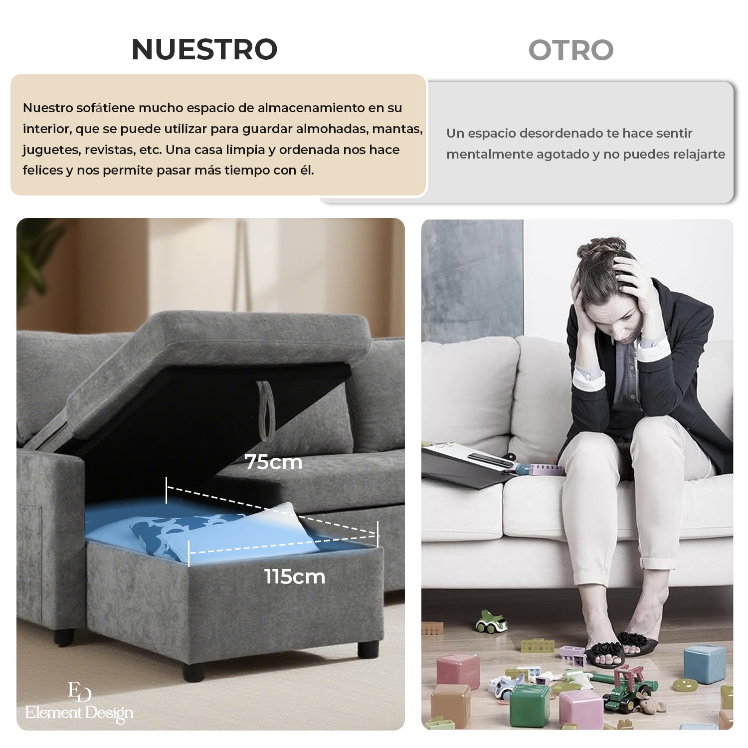 SOFA CAMA LETICIA SECCIONALS CON ALMACENAMIENTO OCULTO - 7