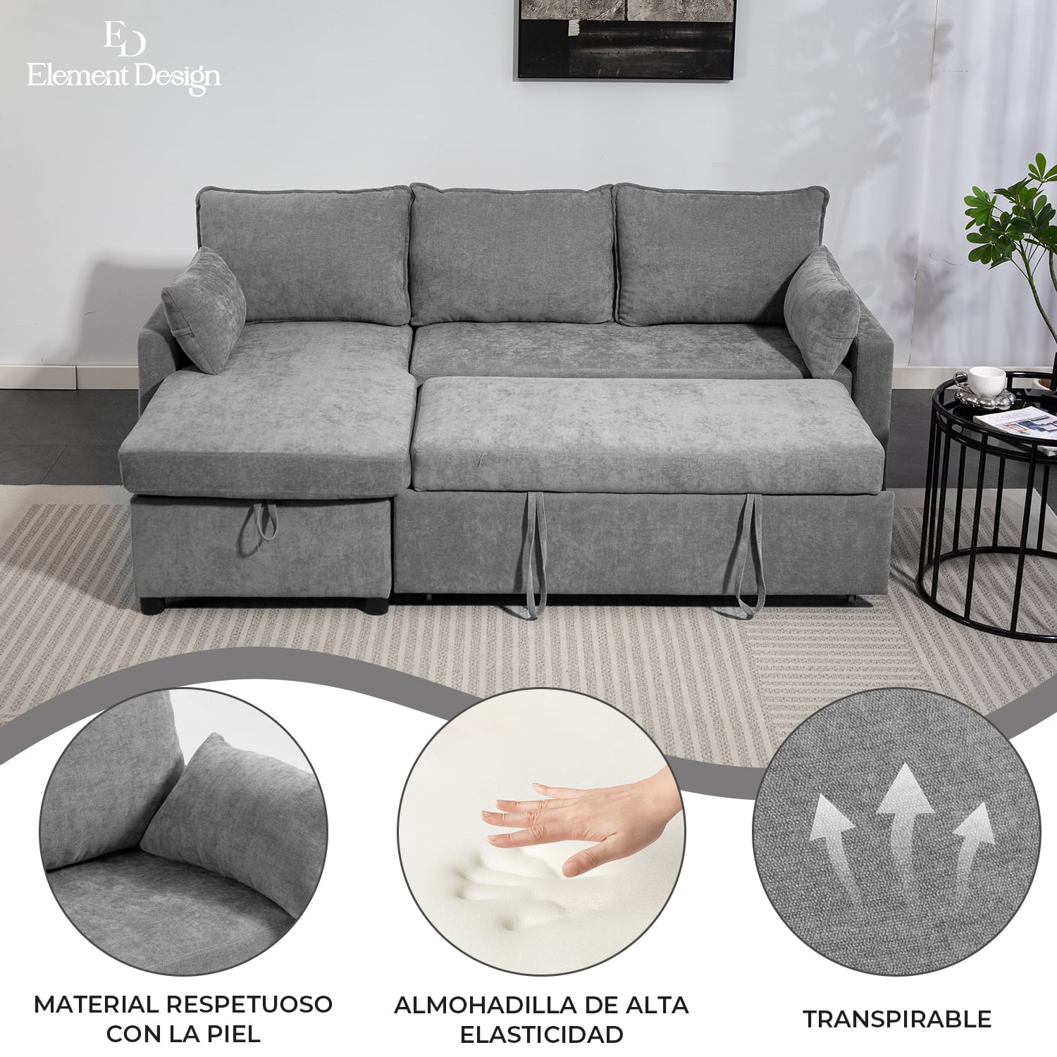 SOFA CAMA LETICIA SECCIONALS CON ALMACENAMIENTO OCULTO - 8