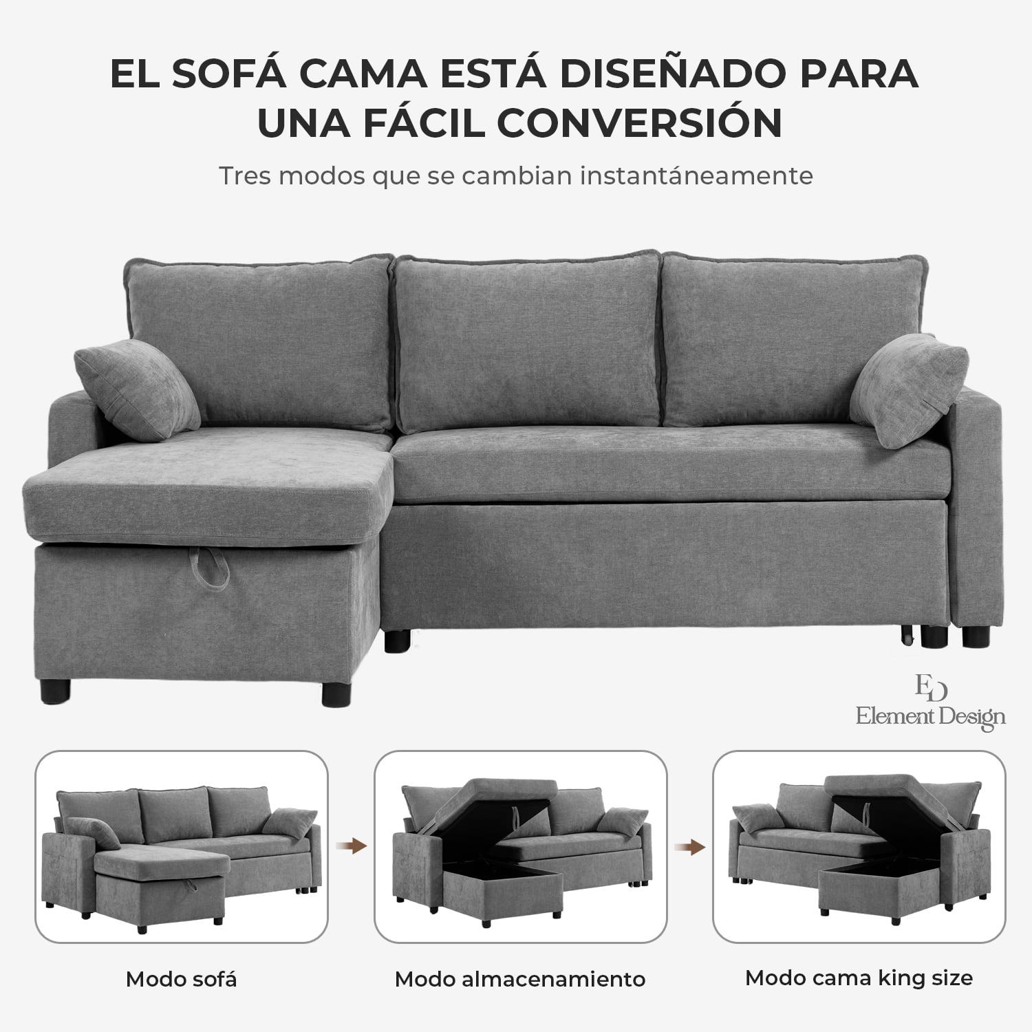 SOFA CAMA LETICIA SECCIONALS CON ALMACENAMIENTO OCULTO - 9