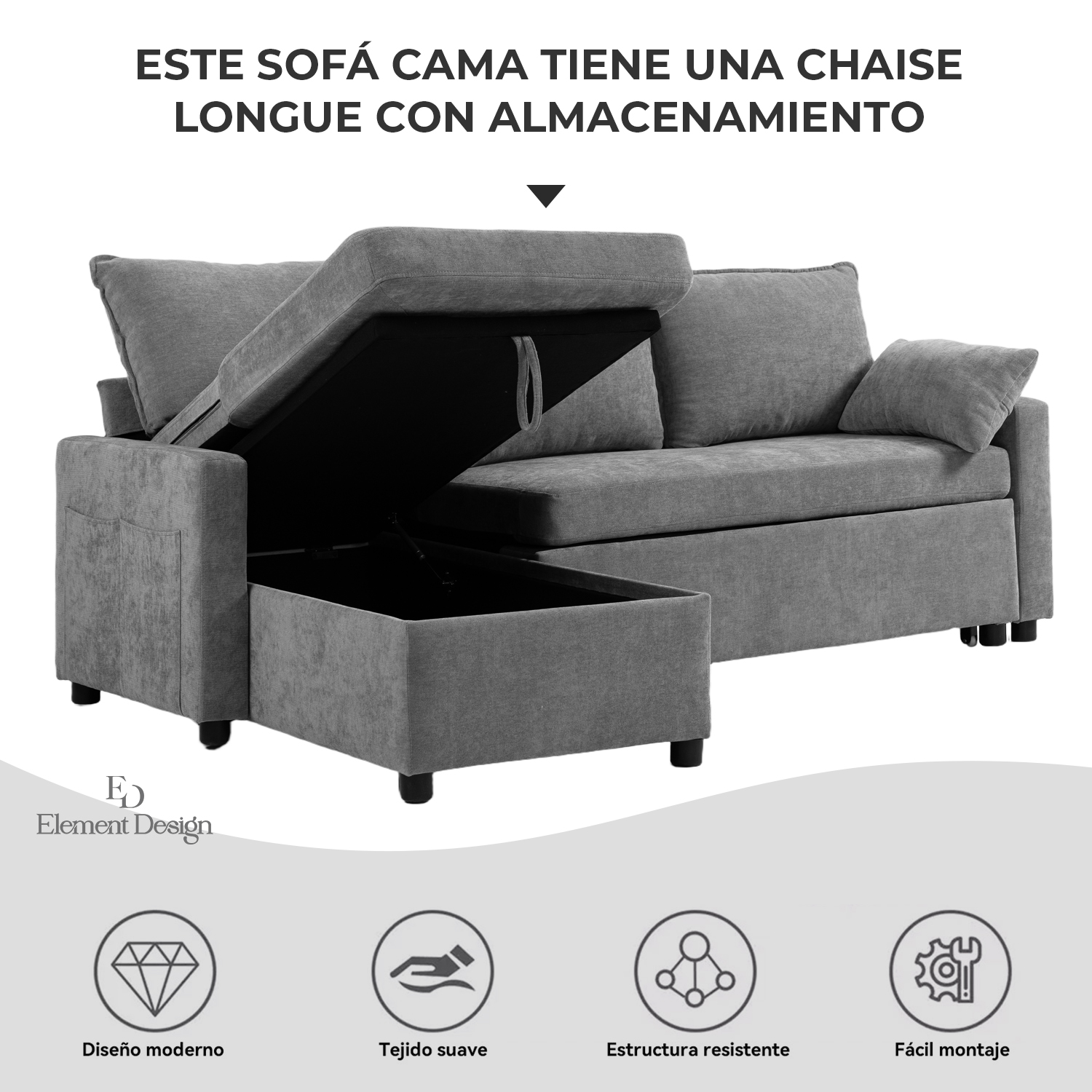 SOFA CAMA LETICIA SECCIONALS CON ALMACENAMIENTO OCULTO - 10