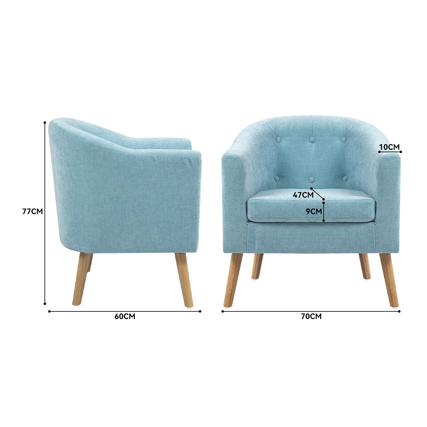 POLTRONA 70X60X77CM PARA DORMITORIO APARTAMENTO OFICINA AZUL - 7