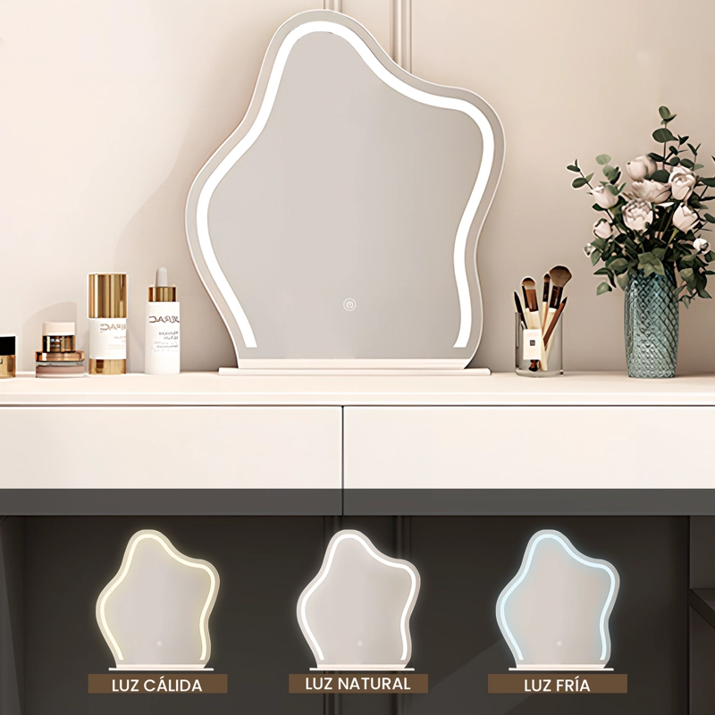TOCADOR ESPEJO CON LUZ (100-130) X 40 X 75CM BLANCO - 5