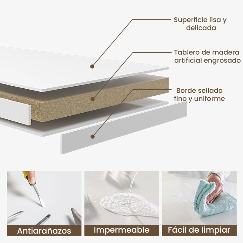 TOCADOR ESPEJO CON LUZ (100-130) X 40 X 75CM BLANCO - 7