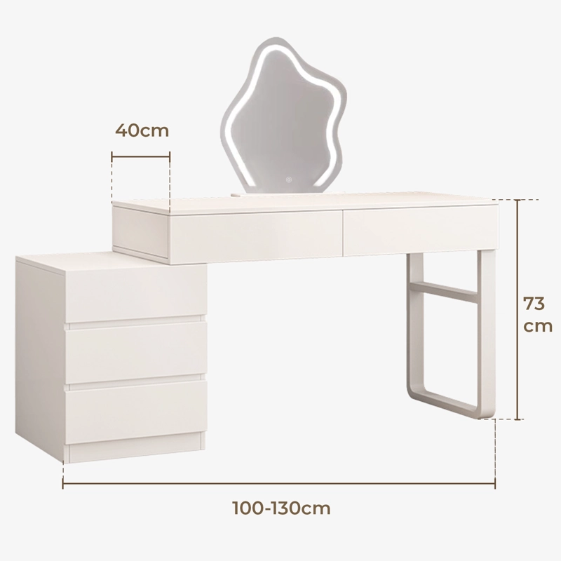 TOCADOR ESPEJO CON LUZ (100-130) X 40 X 75CM BLANCO - 8