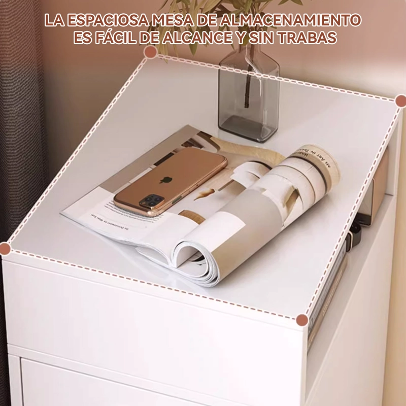 VELADOR BLANCO DE MADERA CON CAJON PUERTA Y ESTANTE ABIERTO 35X40X65CM - 3