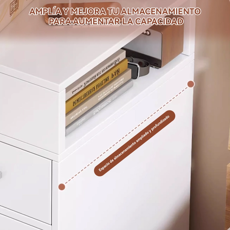 VELADOR BLANCO DE MADERA CON CAJON PUERTA Y ESTANTE ABIERTO 35X40X65CM - 4