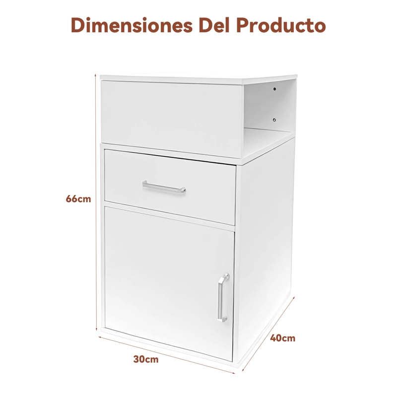 VELADOR BLANCO DE MADERA CON CAJON PUERTA Y ESTANTE ABIERTO 35X40X65CM - 8