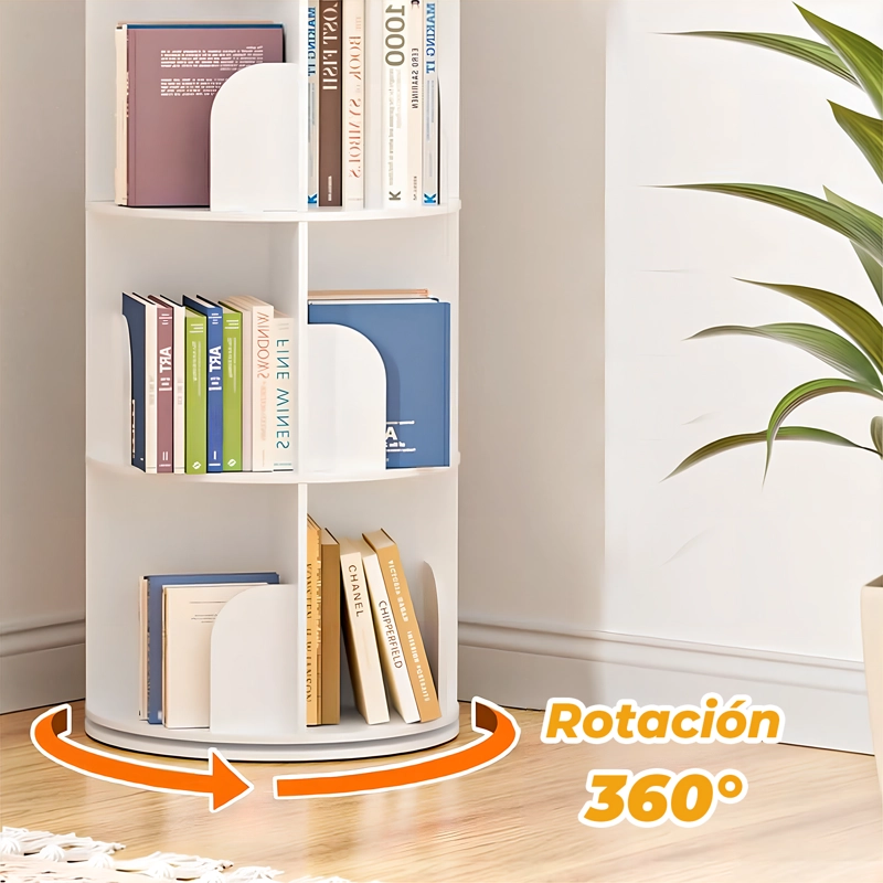BIBLIOTECA GIRATORIA LIBRERO ORGANIZADOR BLANCO 125X46X46CM - 3