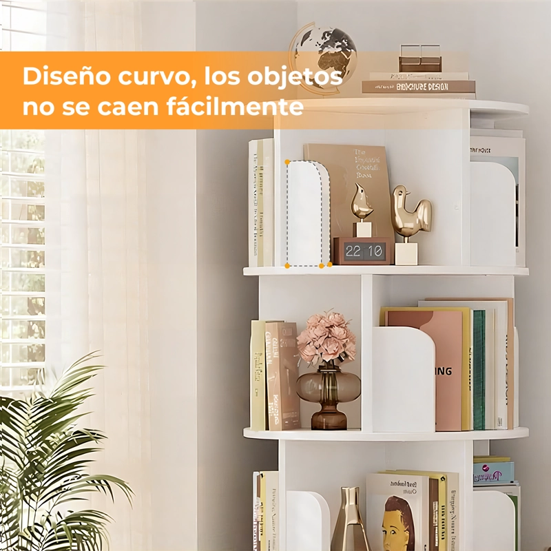 BIBLIOTECA GIRATORIA LIBRERO ORGANIZADOR BLANCO 125X46X46CM - 4