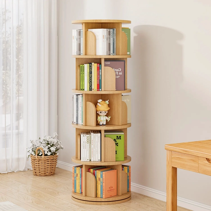 BIBLIOTECA GIRATORIA LIBRERO ORGANIZADOR MADERA RUSTICA 150X46X46CM - 1