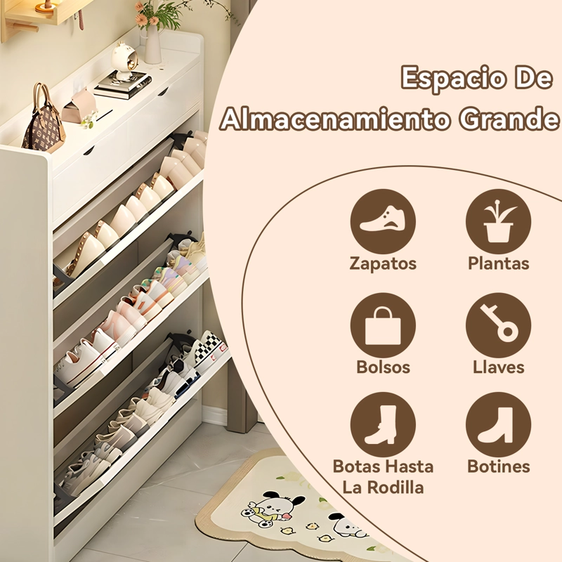 ZAPATERO ORGANIZADOR CON 3 PUERTAS Y 2 CAJONES, CAPACIDAD 12 PARES - 6
