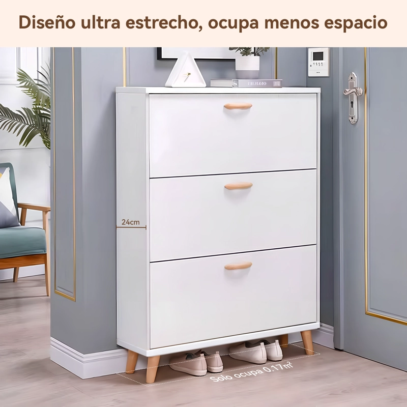ZAPATERO ORGANIZADOR CON 3 PUERTAS Y 2 FILAS,CAPACIDAD 18 PARES - 3
