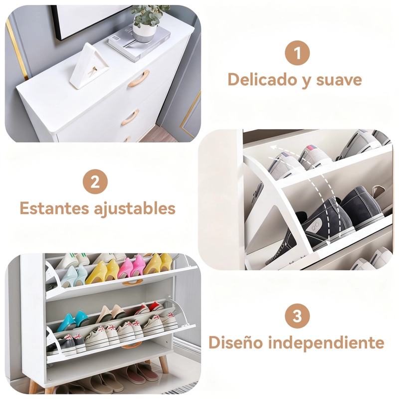 ZAPATERO ORGANIZADOR CON 3 PUERTAS Y 2 FILAS,CAPACIDAD 18 PARES - 8